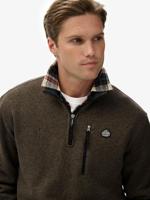 Superdry Half Zip Genser Fleece Olivengrønn Model / Voorkant