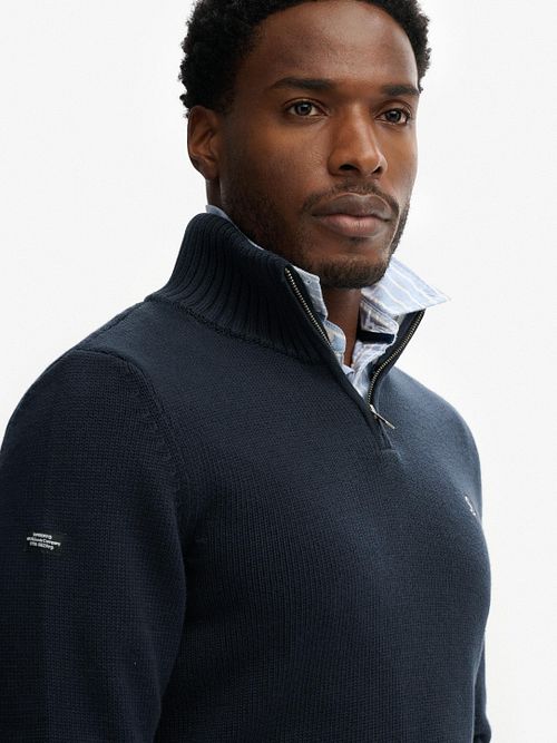 Superdry Halv Zip Trøje i Marineblå Model / Voorkant