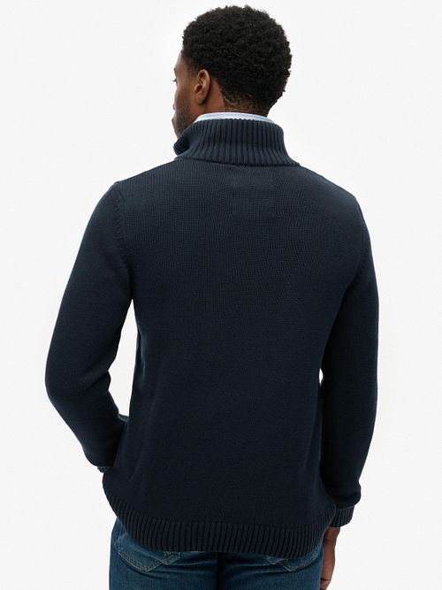 Superdry Halvåpen Genser i Mørk Marineblå Model / Achterkant