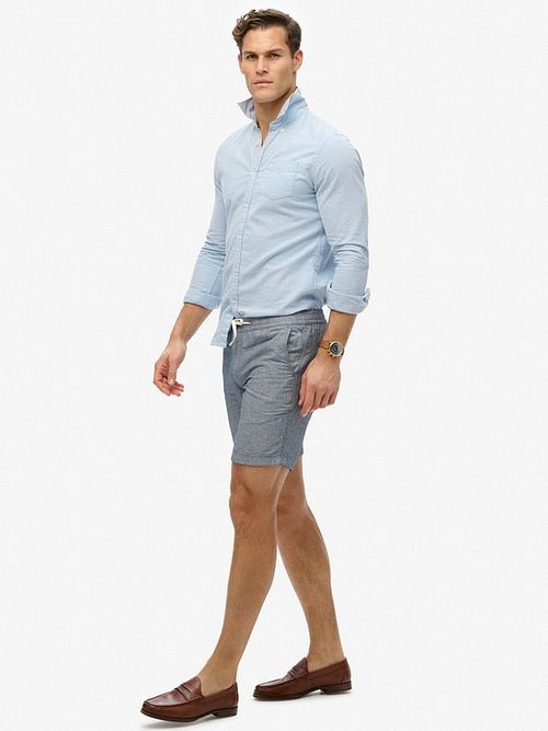 Superdry Short Linen Merchant navy Stripe Model / Zijkant