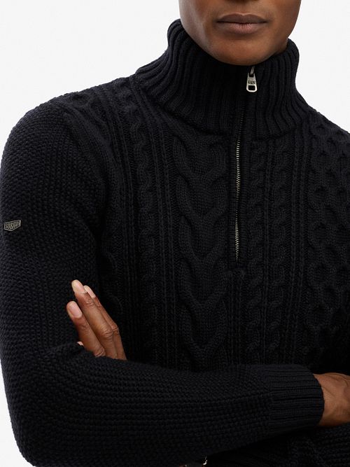 Superdry Jacob Cable Sweter Half Zip Navy Model / Voorkant