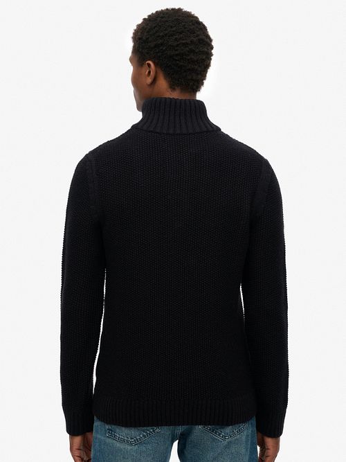 Superdry Jacob Cable Sweter Half Zip Navy Model / Achterkant