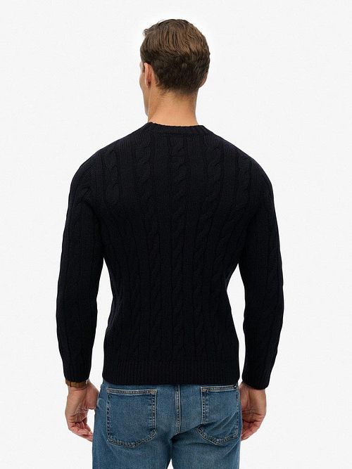 Superdry Jacob Cable Sweter Navy Model / Achterkant