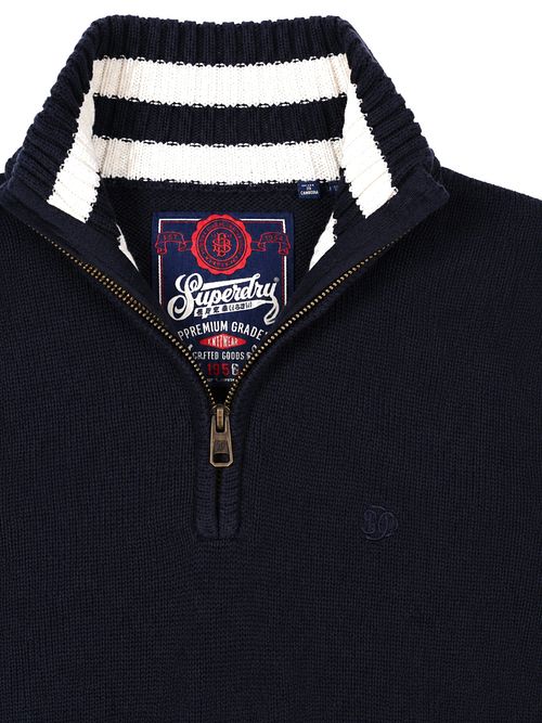 Superdry Knit Half Zip Cotton Jumper Navy Product / Detail