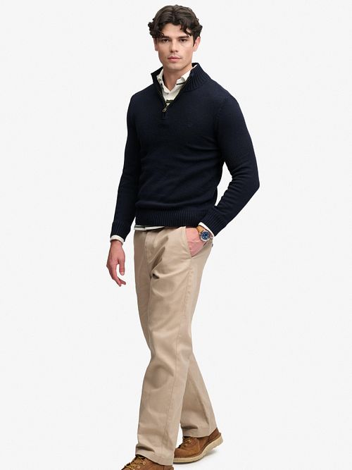Superdry Knit Half Zip Cotton Jumper Navy Model / Voorkant