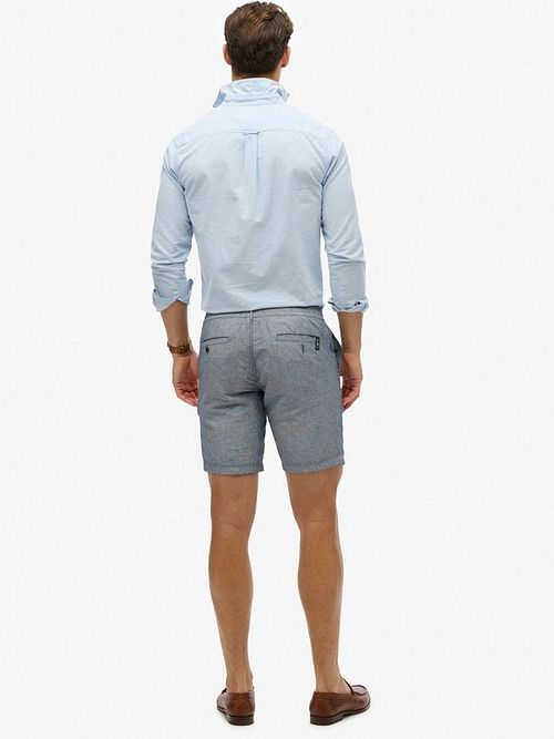 Superdry Kortærmet Linnedskjorte Mørkeblå Stribet Model / Achterkant