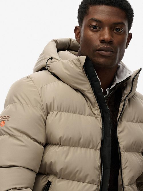 Superdry Kurtka Pikowana Z Kapturem Greige Model / Voorkant