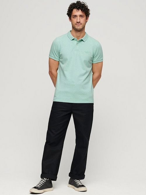 Superdry Piqué Poloshirt Melange Lysegrøn Model / Voorkant