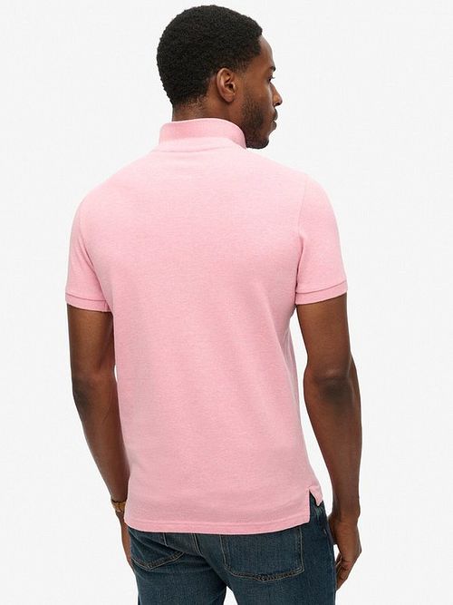 Superdry Klassisk Poloshirt i Melange Rosa Model / Achterkant