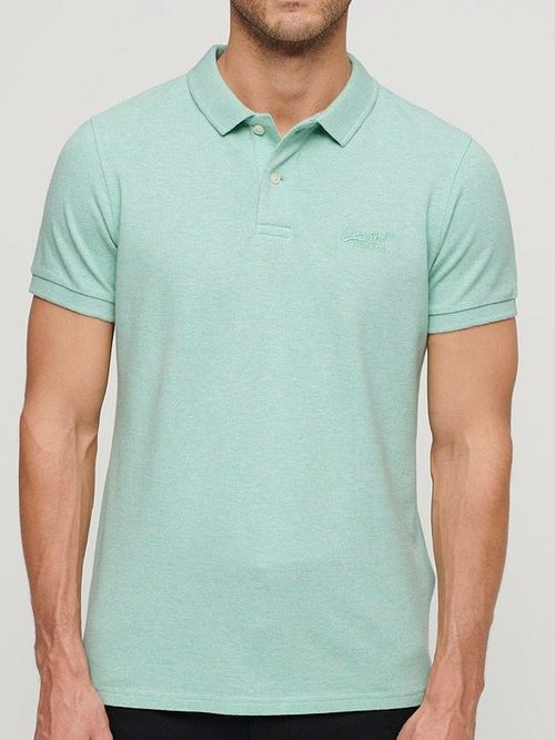 Superdry Polo in piqué mélange verde chiaro Model / Voorkant