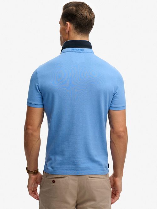 Superdry Polo Piqué Monogram Blue Model / Achterkant