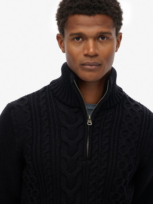 Superdry Half Zip Pullover Jacob Cable Marine Model / Voorkant