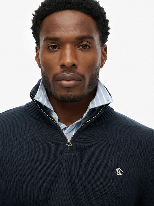 Superdry Half Zip Pullover Heavy Navy Model / Voorkant