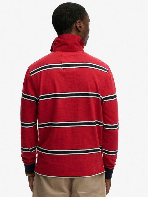 Superdry Rugby Polo Vintage Streifen Rot Model / Achterkant