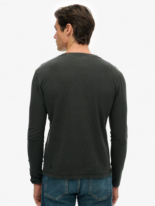 Superdry Pullover Henley Waffle Washed Anthracite Model / Achterkant