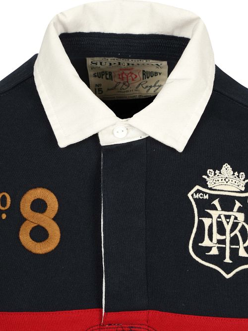 Superdry Rugby-polo med vintage-striper, marineblå/rød Product / Detail