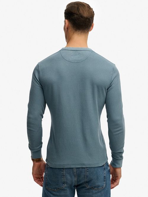 Superdry Trøje Henley Textured Blå Model / Achterkant
