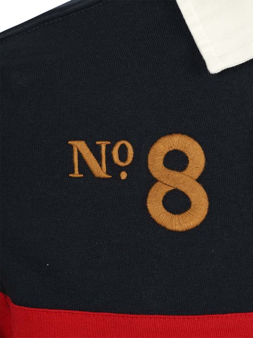 Superdry Rugby Polo Vintage Streep Navy/Rood Product / Detail