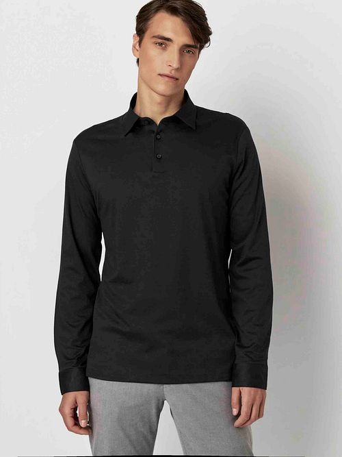 Desoto långärmad polotröja Essential Svart Model / Voorkant