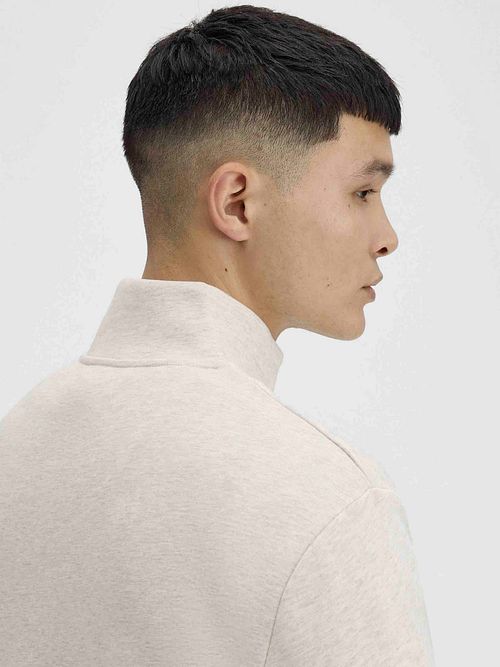 Sweter Fred Perry Half Zip melanżowy beżowy Model / Achterkant