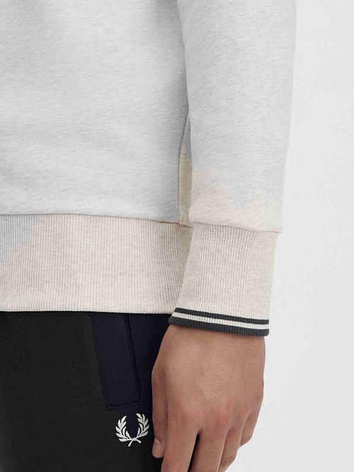 Sweter Fred Perry Half Zip melanżowy beżowy Model / Detail