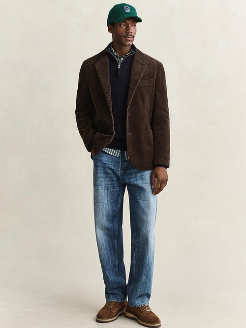 Sweter GANT z jagnięcej wełny, z półzamkiem, granatowy Model / Voorkant