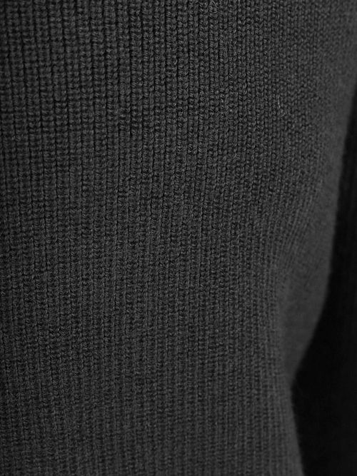 Sweter KnowledgeCotton Apparel z półzamkiem, wełna merynosów, antracytowy Product / Detail