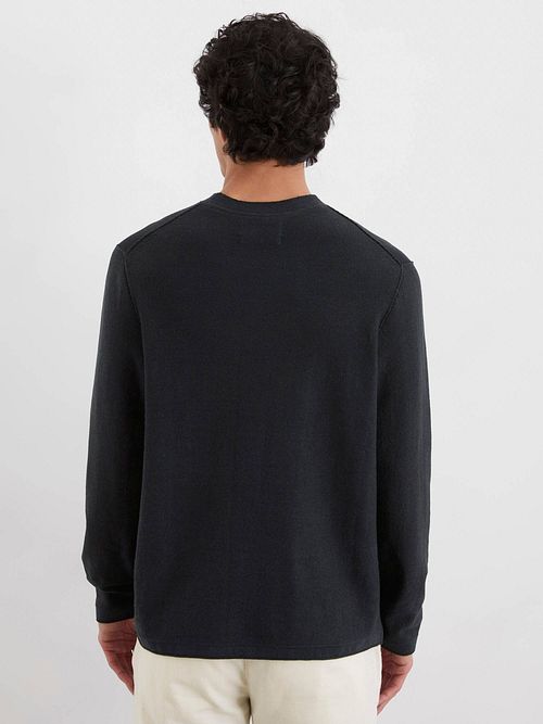 Sweter Marc O'Polo z mieszanki lnu w kolorze granatowym Model / Achterkant