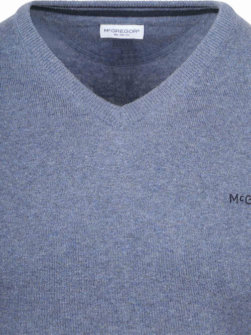 Sweter McGregor z wełną merynosów, z dekoltem w serek, w kolorze niebieskim Product / Detail