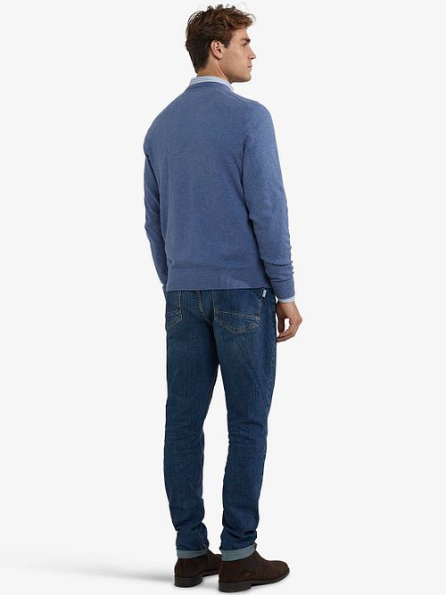 Sweter McGregor z wełną merynosów, z dekoltem w serek, w kolorze niebieskim Model / Achterkant