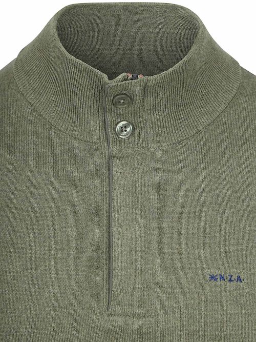 Sweter NZA Akar Melange Army z krótkim zamkiem w kolorze zielonym Product / Detail