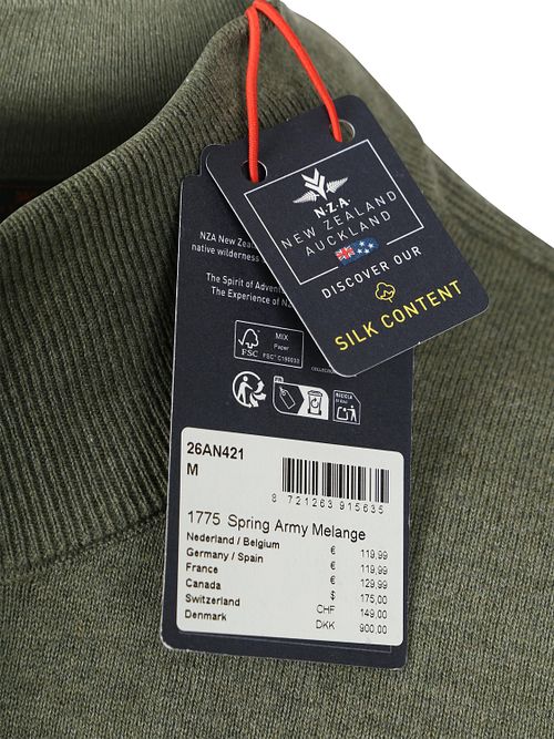 Sweter NZA Akar Melange Army z krótkim zamkiem w kolorze zielonym Product / Detail