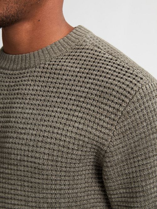 Sweter Petrol Toledo Structure, oliwkowy Model / Detail