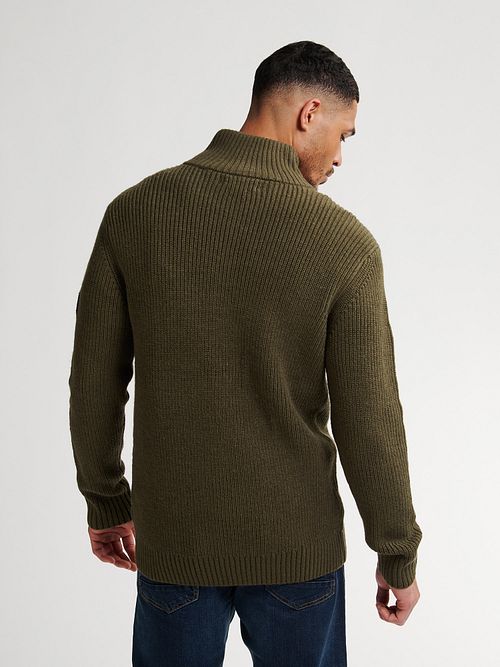 Sweter Petrol z półzamkiem w kolorze khaki Model / Achterkant