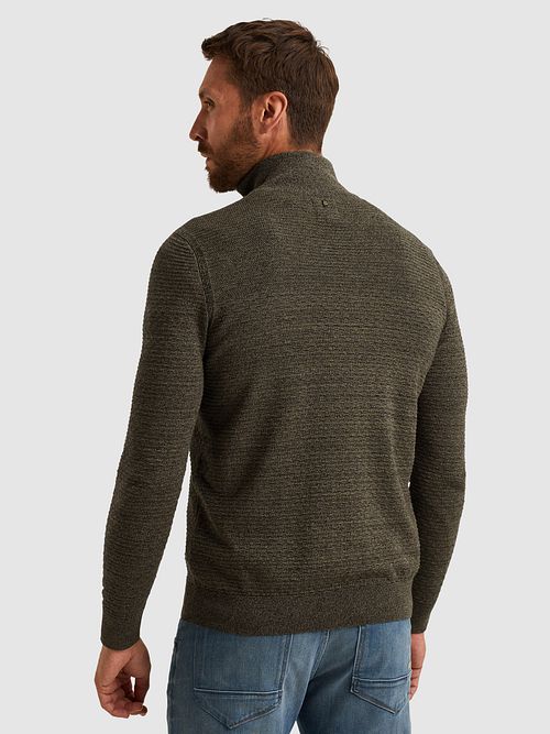 Sweter PME Legend Half Zip Structure Mouliné w kolorze przygaszonej zieleni Model / Achterkant