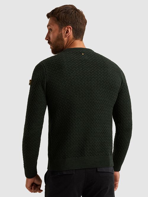 Sweter PME Legend Mouliné Structure w kolorze ciemnozielonym Model / Achterkant