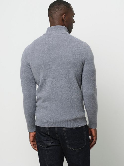 Sweter Profuomo z półzamkiem z domieszką wełny w kolorze niebieskim Model / Achterkant