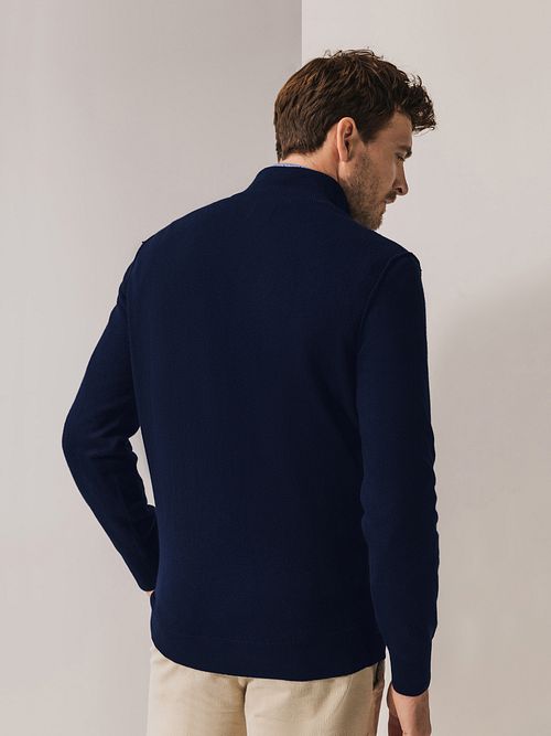 Sweter State of Art Half Zip Wool Blend Melange granatowy Model / Achterkant