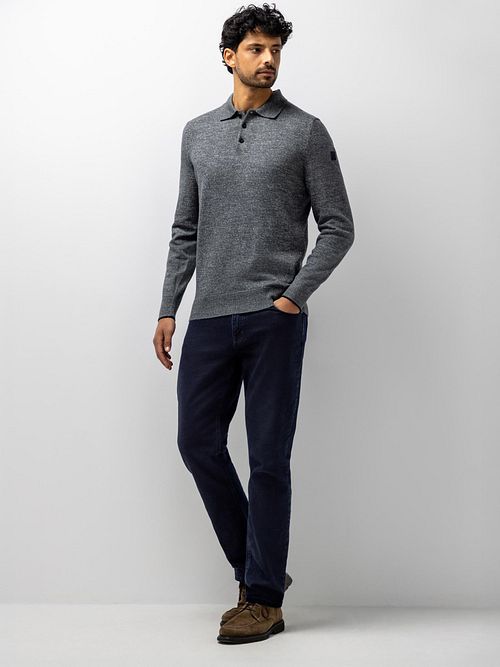 Sweter State of Art z zamkiem błyskawicznym do połowy w kolorze granatowym Model / Voorkant