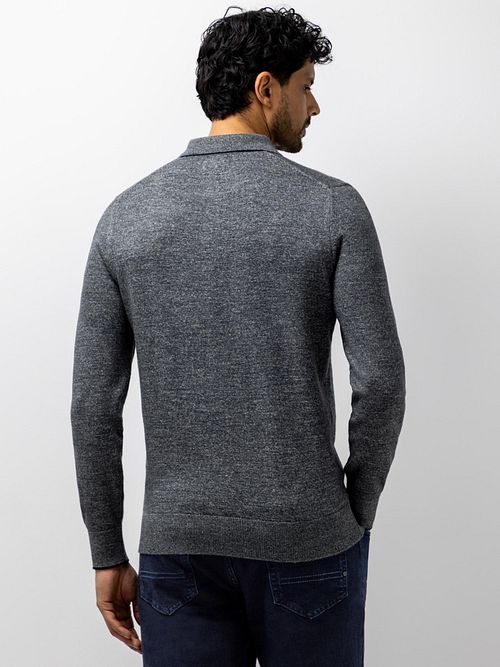 Sweter State of Art z zamkiem błyskawicznym do połowy w kolorze granatowym Model / Achterkant