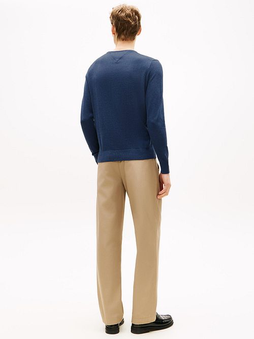 Sweter Tommy Hilfiger Essential z okrągłym dekoltem w kolorze granatowym Model / Achterkant