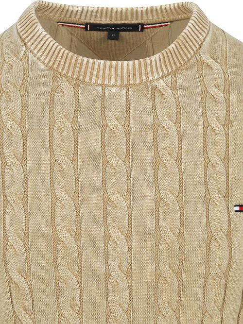 Sweter Tommy Hilfiger w warkoczowym splocie, Sandalwood Product / Detail
