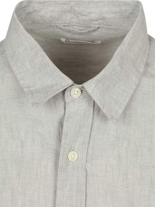 Koszula Knowledge Cotton Apparel z lnu w szare paski Product / Achterkant