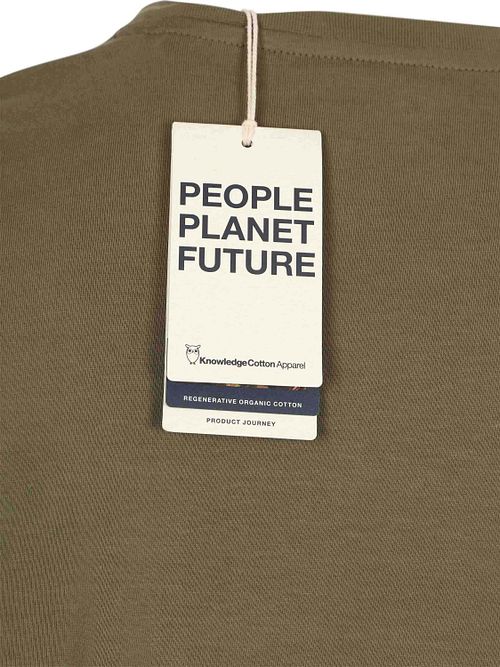T-shirt Knowledge Cotton Apparel z nadrukiem na piersi w kolorze oliwkowym Product / Detail
