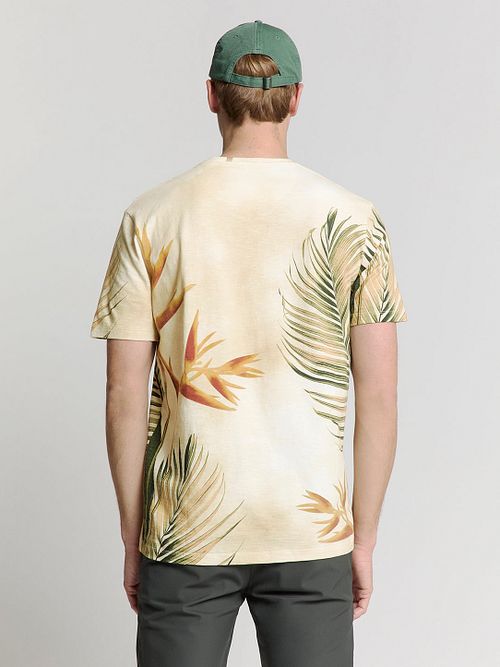 T-Shirt No-Excess girocollo con stampa ecru Model / Achterkant