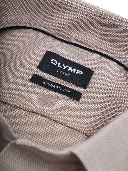 Koszula OLYMP Luxor z krótkim rękawem i strukturą w kolorze taupe Product / Detail