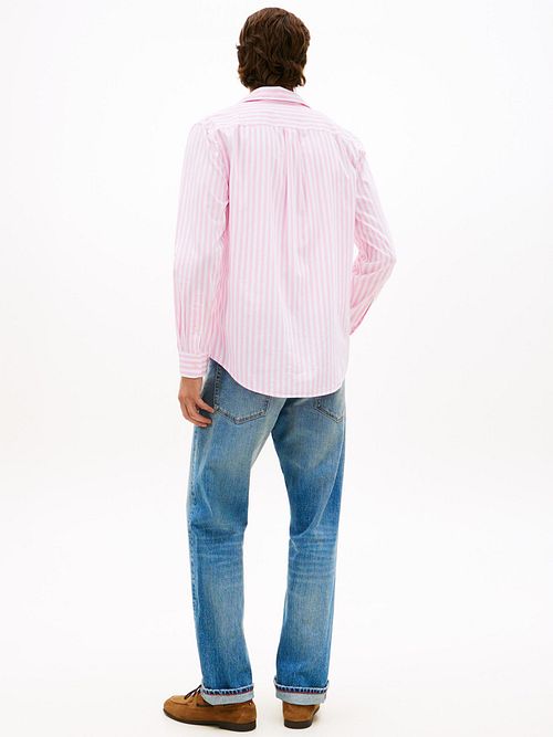 Tommy Hilfiger Camisa Popelín A Rayas Roze Model / Achterkant
