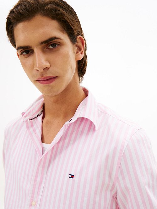 Tommy Hilfiger Chemise Poplin Rayures Rose Model / Detail