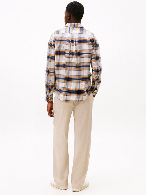 Tommy Hilfiger Flanel Overhemd Ruit Beige Model / Achterkant