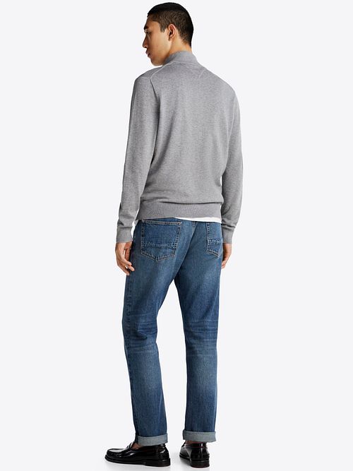 Tommy Hilfiger Halv Zip Sweater Essential Grå Model / Achterkant